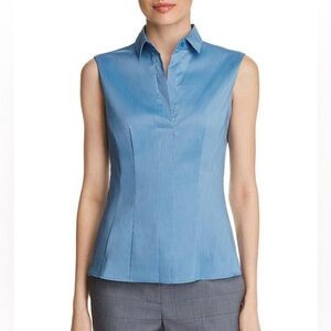 Elegant Sleeveless Button Down Blue Shirt